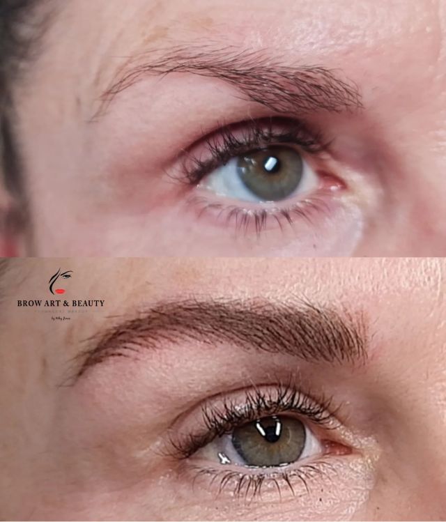 Hairstroke machine technique ( Realistic) 
And she loves her new brow!! 😍 
#Eyebrowtattoo #PMU #permanentmakeup #hairstoke #microbladedbrows #ombre #ombrebrow #naturallookeyebrows #browsonpoint #combinationbrow #browchallenge #browgamestrong #browdesign #Browqueen #browgoals #browmapping #browstylist #onfleek #browsonfleek #queen